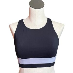 Fabletics Sports Bra Womens Size M Black High Neck Racerback Medium Support Gym